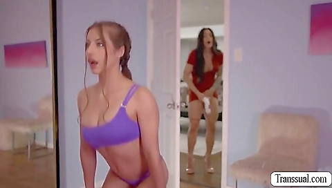 Sexy brunette gets fucked by a huge cock