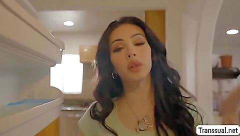 Horny brunette takes off to the cum